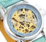 Blue Ladies  AUTOMATIC Skeleton watch with crystals
